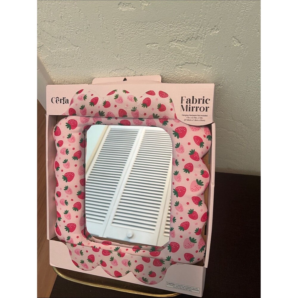 #2115**”11 in.x0.75in.x 13in.(27.94cm x33in) Cerra Strawberry Fabric Mirror